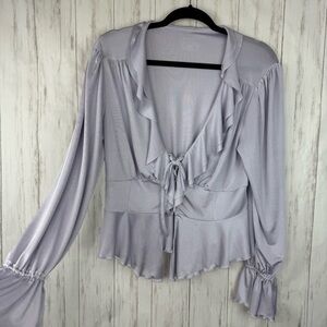 Anthropologie Lavender Ruffle Blouse Medium